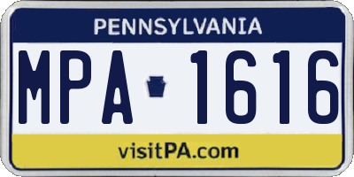 PA license plate MPA1616