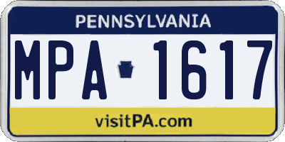 PA license plate MPA1617