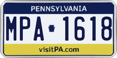PA license plate MPA1618