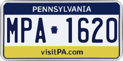 PA license plate MPA1620