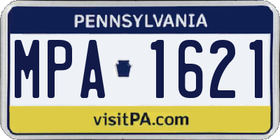 PA license plate MPA1621