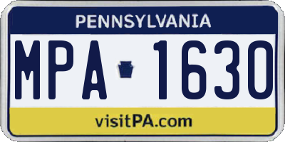 PA license plate MPA1630