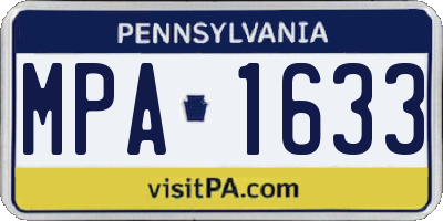 PA license plate MPA1633