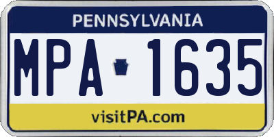 PA license plate MPA1635