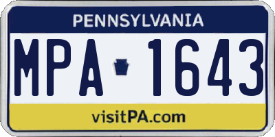 PA license plate MPA1643