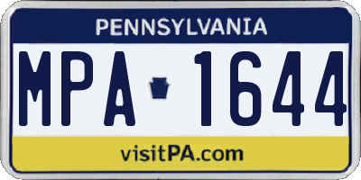 PA license plate MPA1644