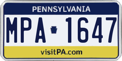 PA license plate MPA1647