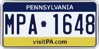 PA license plate MPA1648