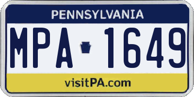 PA license plate MPA1649