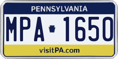 PA license plate MPA1650