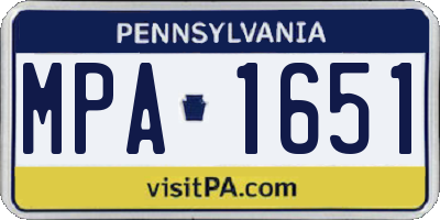 PA license plate MPA1651