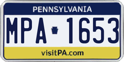 PA license plate MPA1653