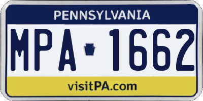 PA license plate MPA1662