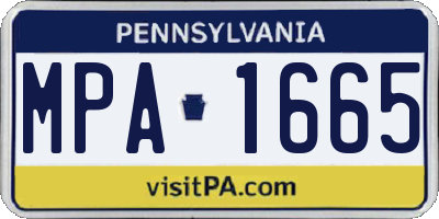 PA license plate MPA1665