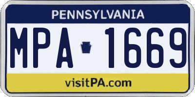 PA license plate MPA1669