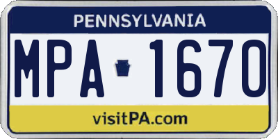PA license plate MPA1670