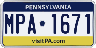PA license plate MPA1671