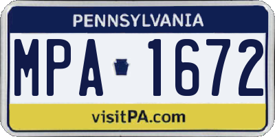 PA license plate MPA1672