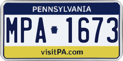 PA license plate MPA1673