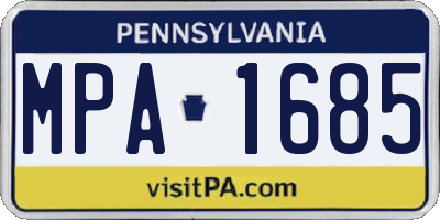 PA license plate MPA1685