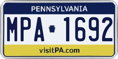 PA license plate MPA1692