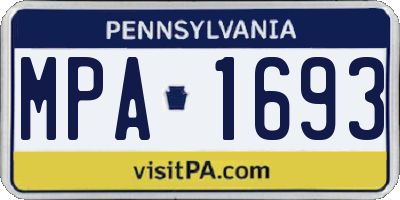 PA license plate MPA1693