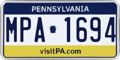 PA license plate MPA1694