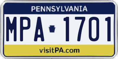 PA license plate MPA1701