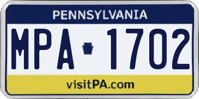 PA license plate MPA1702