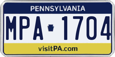 PA license plate MPA1704