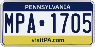 PA license plate MPA1705