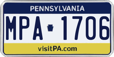 PA license plate MPA1706