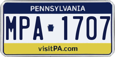 PA license plate MPA1707