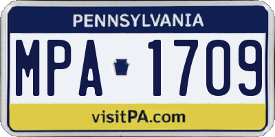 PA license plate MPA1709