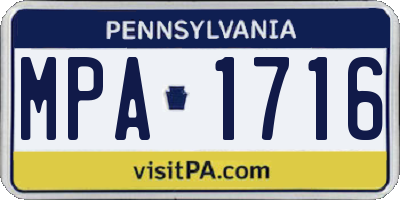 PA license plate MPA1716