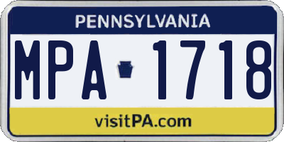 PA license plate MPA1718
