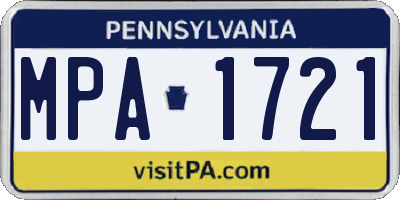 PA license plate MPA1721