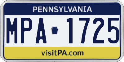 PA license plate MPA1725