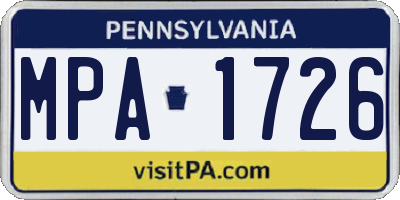 PA license plate MPA1726