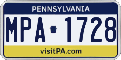 PA license plate MPA1728