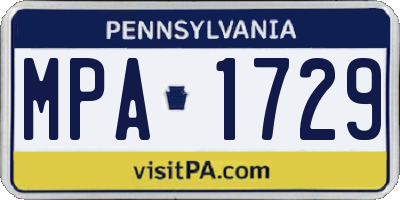 PA license plate MPA1729