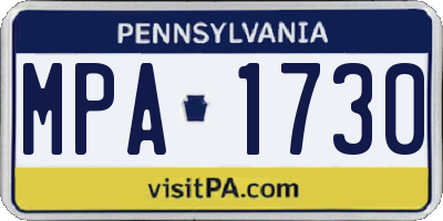 PA license plate MPA1730