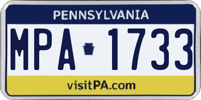 PA license plate MPA1733