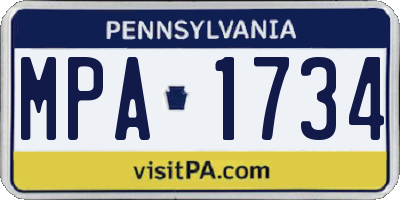 PA license plate MPA1734