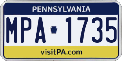 PA license plate MPA1735