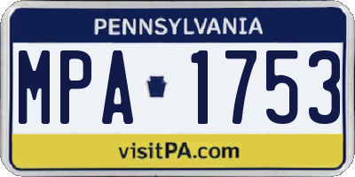 PA license plate MPA1753