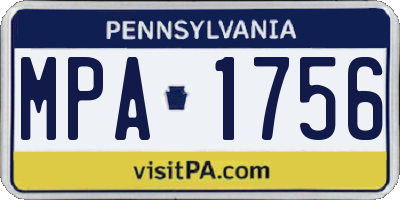 PA license plate MPA1756