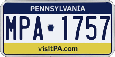PA license plate MPA1757