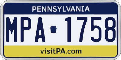 PA license plate MPA1758