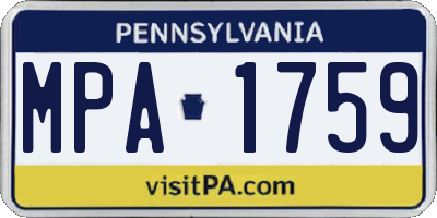 PA license plate MPA1759